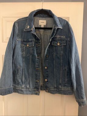 Old Navy Denim Jacket in Light Blue with 'California' Embroidery